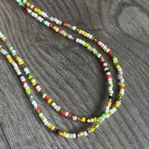 Multicolor Seed Bead Choker Necklace: Handmade Stainless Steel Jewelry