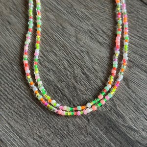 Dainty Neon Seed Bead Choker: Handmade Minimalist Necklace