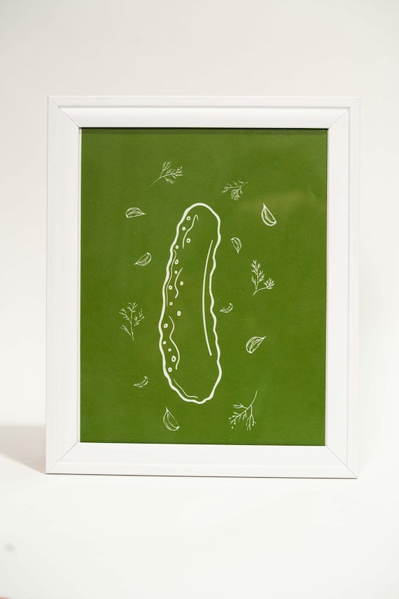 Original Framed Pickle Art: Hand-Pulled Screen Print