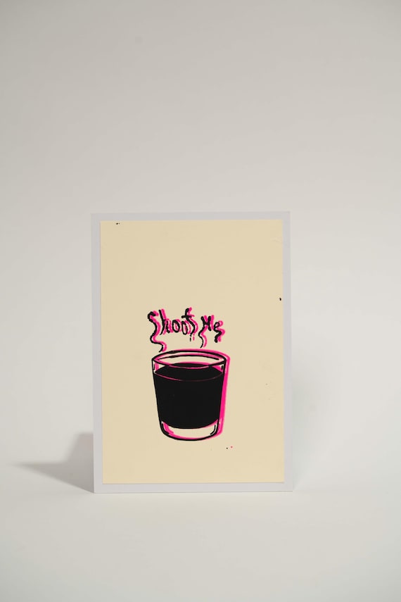 Espresso Shot Screen Print in Black and Pink