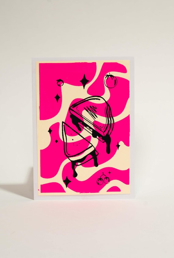 Pink Black Grilled Cheese Art – Original Print