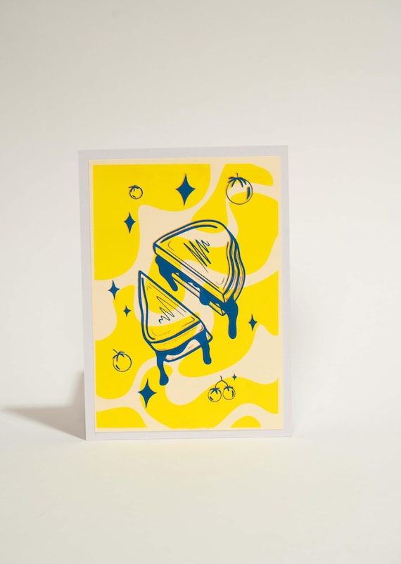 Original Food Art Print: Melting Grilled Cheese Kitchen Decor