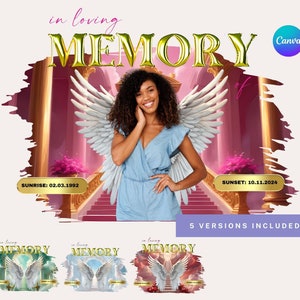 Gold In Loving Memory Canva Template, Memorial T-Shirt Funeral PNG, Funeral Sublimation, In Loving Memory PNG, Funeral Memorial Clipart