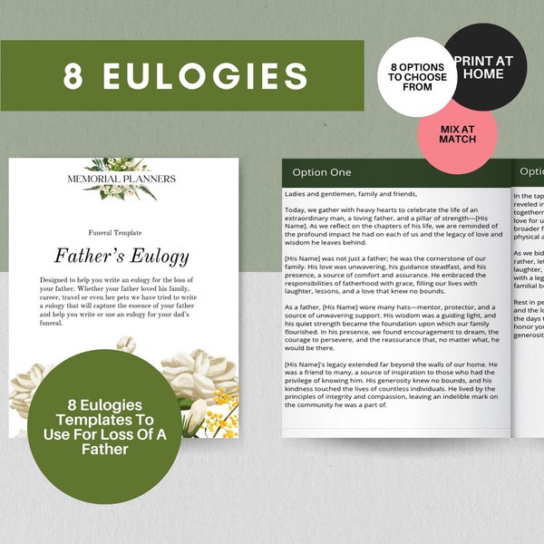 Funeral Eulogy For Loss Of Father, Eulogy Speech, Funeral Speech, Eulogy Template, Dad Eulogy, Personalised Eulogy, Funeral Reading, Writing