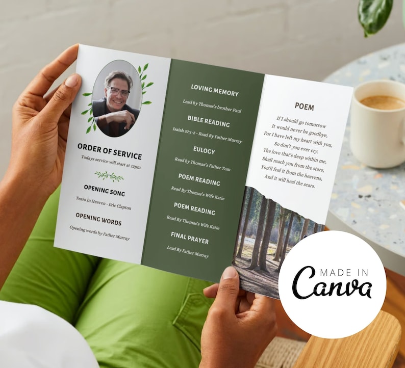 Funeral Order of Service, Order of Service Template, Order of Service