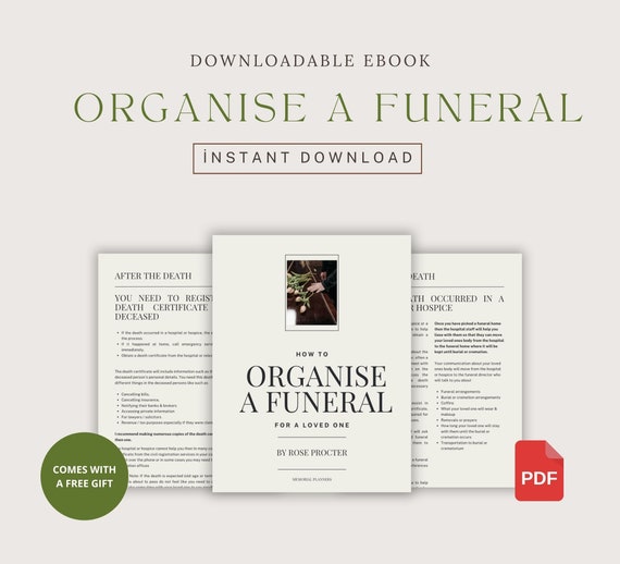 How To Organise A Funeral, Funeral Planner eBook, Funeral Checklist, Funeral Organiser, Funeral Plan, Funeral Service Planner, End Of Life