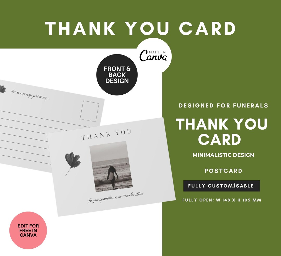 After Funeral Thank You Cards, Thank You Card Funeral, Funeral Thank