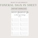 Funeral Sign in Sheet, Printable Funeral Guest Book Insert, Printable ...