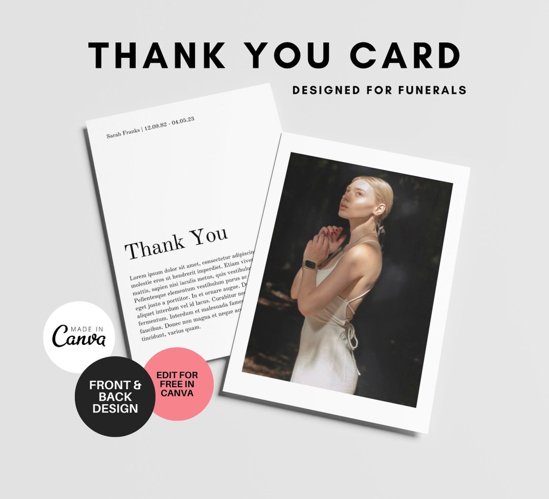 After Funeral Thank You Cards, Thank You Card Funeral, Funeral Thank