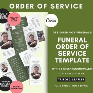 Funeral Order Of Service, Order Of Service Template, Order Of Service Funeral, Funeral Programs, Funeral Template, Funeral Canva Template