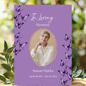 Purple Butterfly Funeral Invite, Purple Funeral Invite, Mom Funeral Invite, Wife Funeral, Man Funeral Invite, Purple Funeral Program, Double