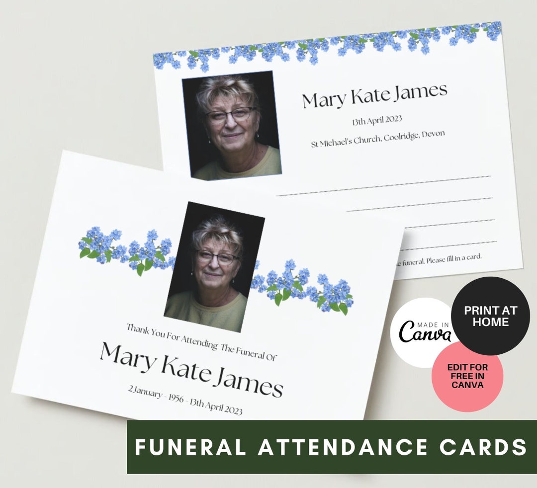 Funeral Attendance Cards, Funeral Attendees, Blue Attendance Cards