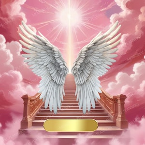 Pink Heaven Shining Light, In Loving Memory PNG, Memorial Background, Memorial Button, Funeral Program, Funeral Invitation, Instant Download