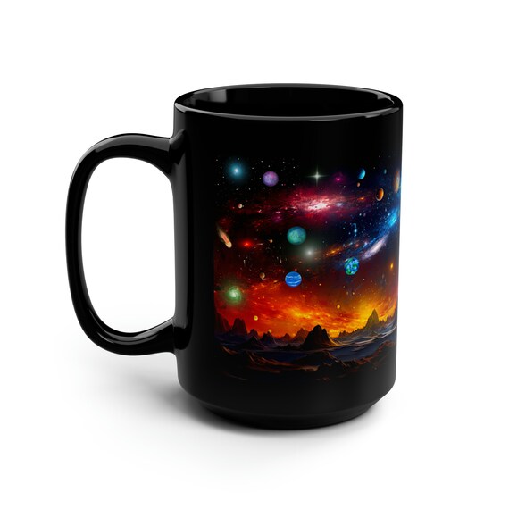 Galaxy Planet Coffee Mug: Starry Universe Celestial Design, 15oz