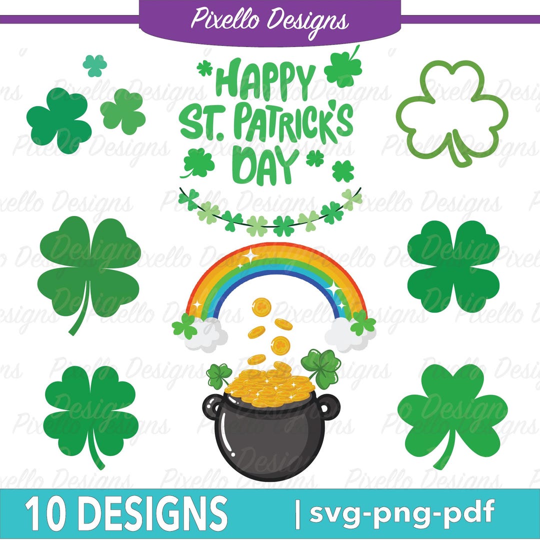Shamrock Svg Bundle Four Leaf Clover Png Bundle St Patrick's Day Svg ...