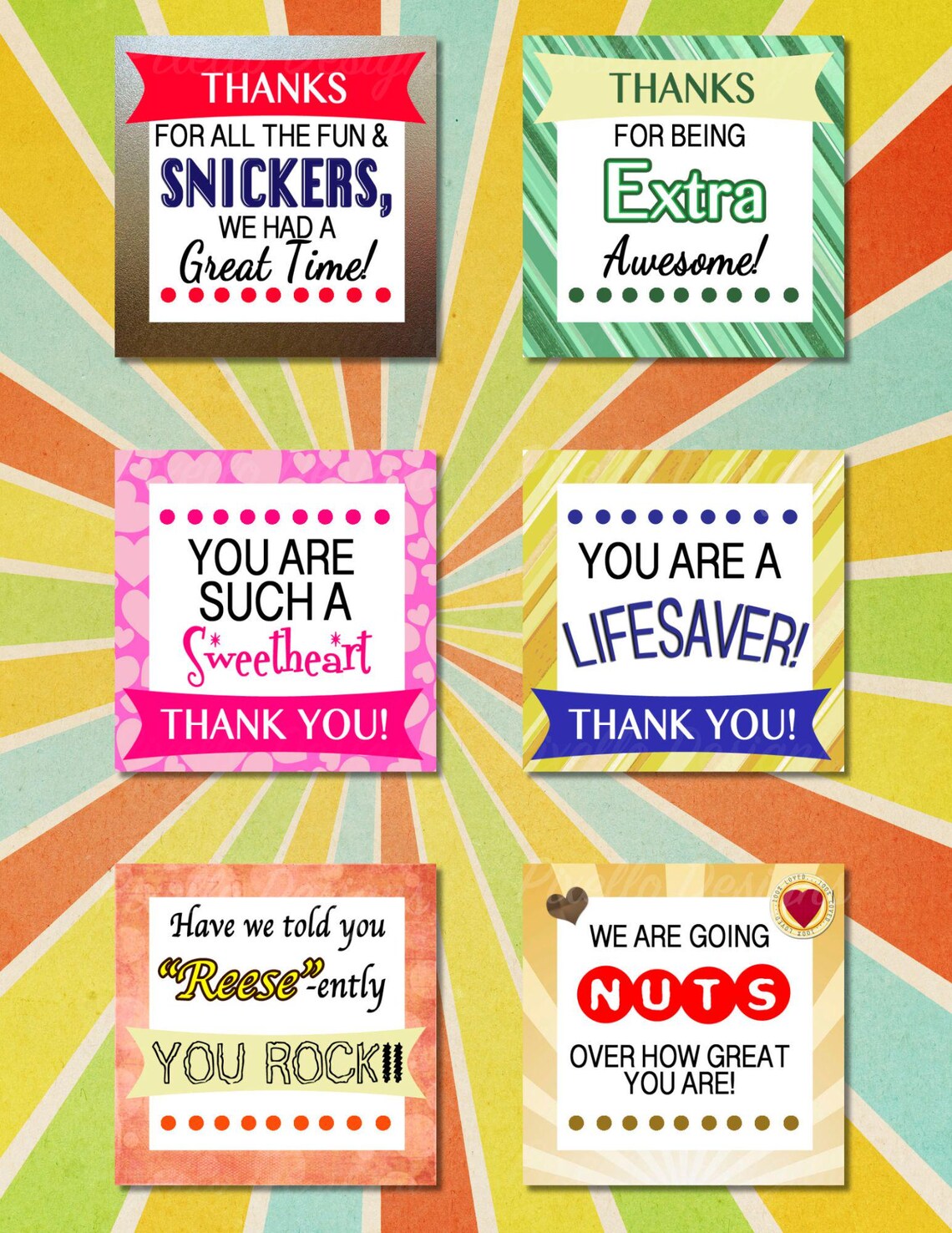 Thank You Candy Grams Printable Tags | Teacher & Student Gifts ...