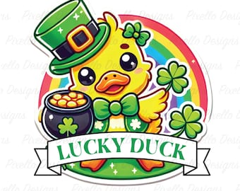 Lucky Duck St Patricks Day PNG | Kids Shirt Design (Digital Download)