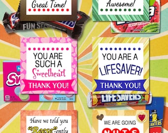 Thank You Candy Grams Printable Tags | Teacher & Student Gifts | Chocolate Appreciation Cards for Leadership Treats | appreciation thanks