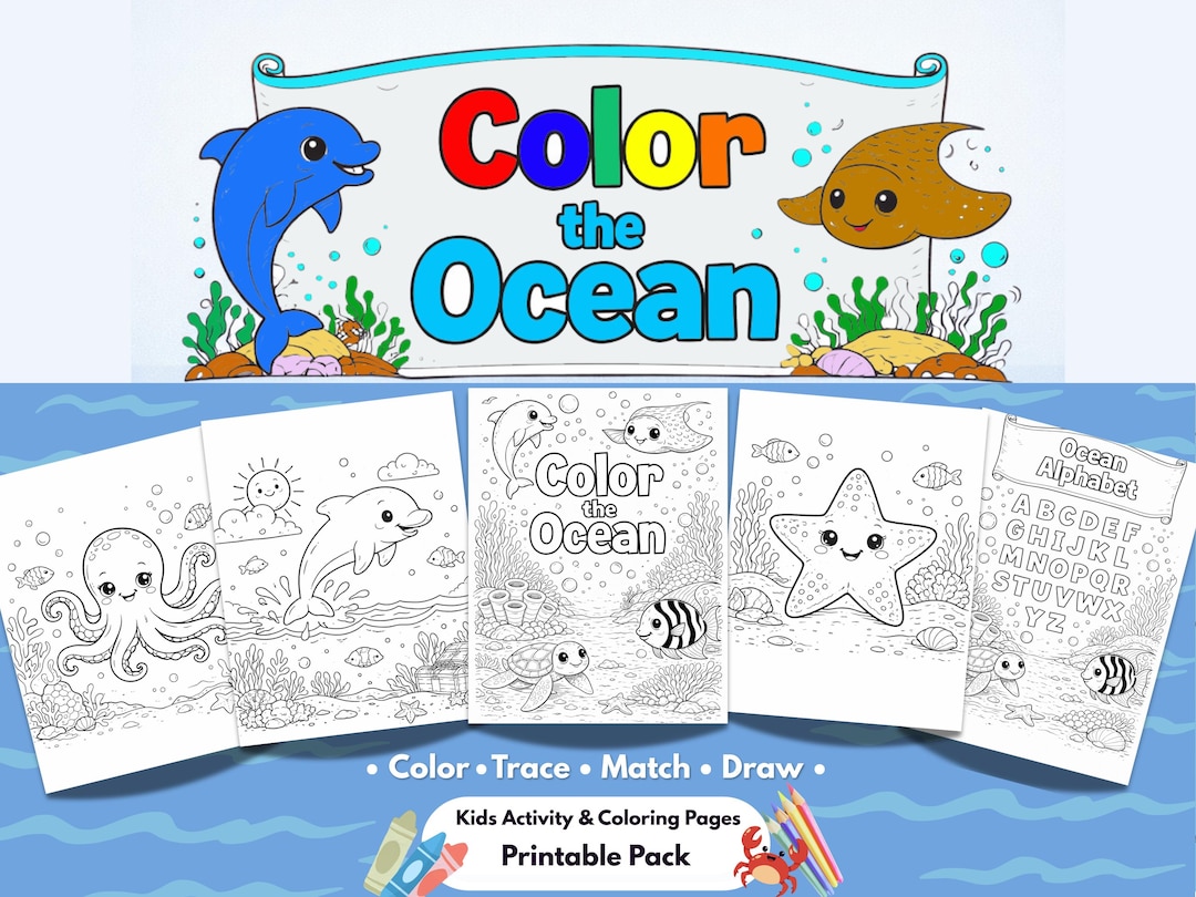 Best Selling Cute Ocean Animals Coloring Pages | Adult and Kids ...
