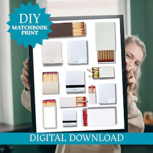 Matchbook Poster Template, Blank Matchbook Template, Blank Matchbook Digital Download, Custom Matchbook, DIY Matchbox, Rich Neutrals