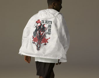 Cortavientos ligero unisex con cremallera La Calavera Catrina Día de los Muertos Paper Skull, Calavera Mexican,monocromo, head