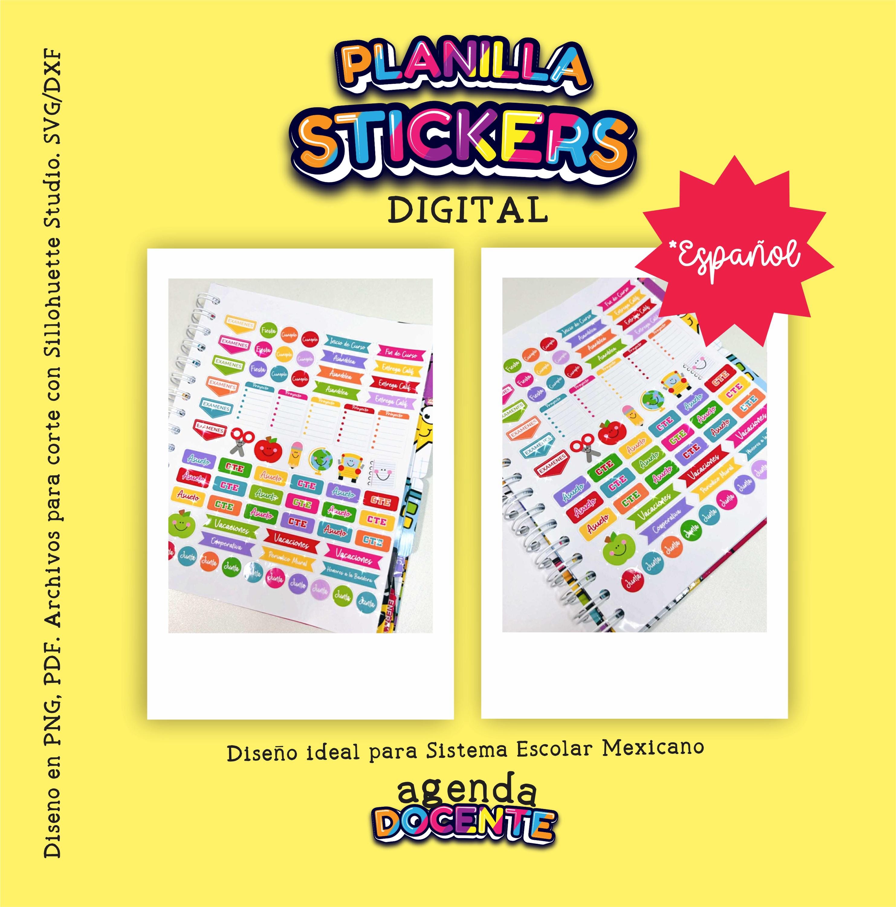 Sticker Escolar Planilla DIGITAL de stickers para Agenda Escolar, Stickers escolares ...