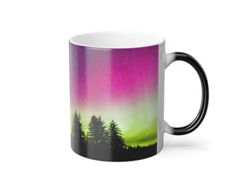 Color Changing Northern Lights Mug / Aurora Borealis Mug / Heat Sensitive Mug / Alaska Gift / Night Sky Mug, 11oz