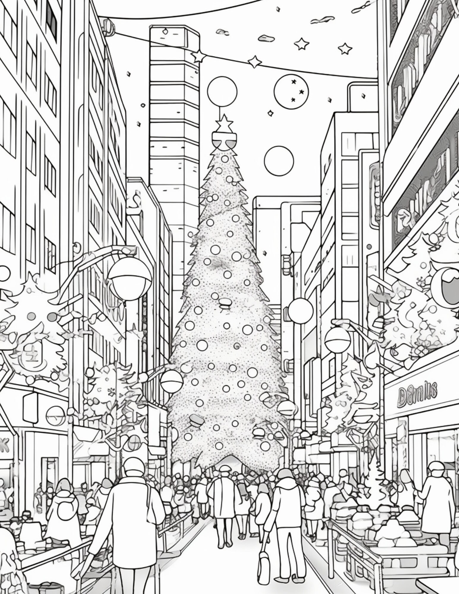 City Christmas Aesthetic Coloring Book Pages Plus 8 Cover - Etsy