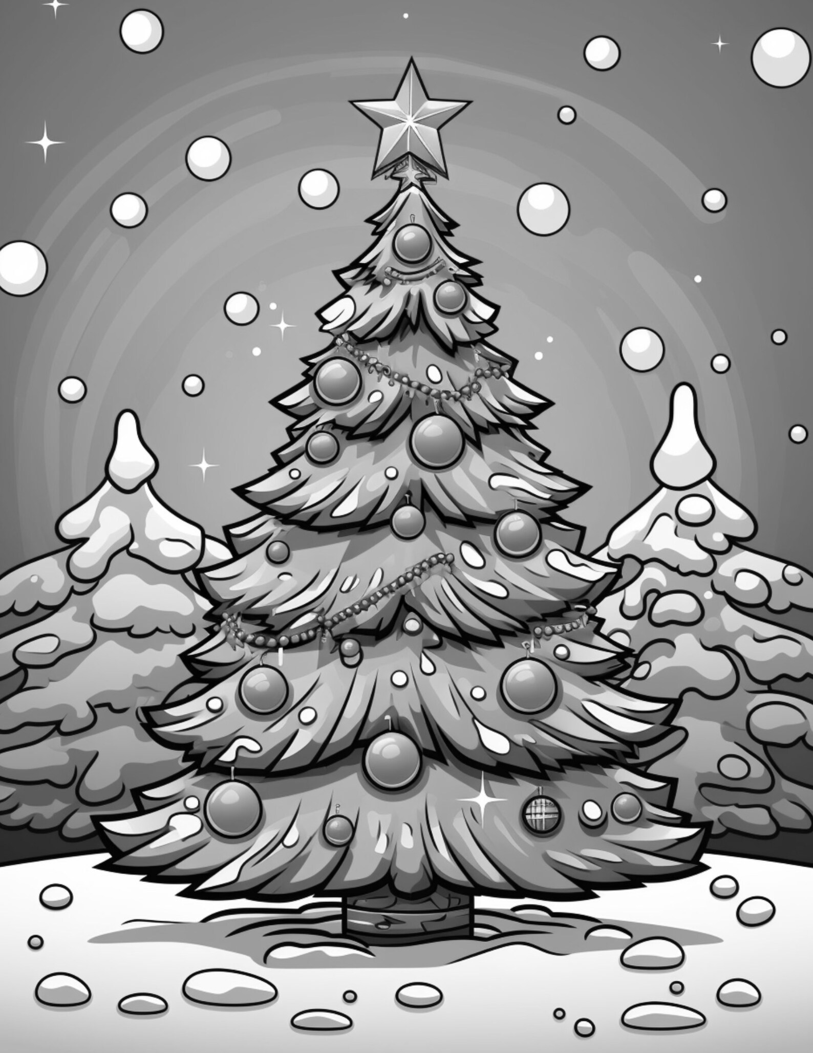Christmas Trees Aesthetic Coloring Book Pages Plus 25 Cover Images ...