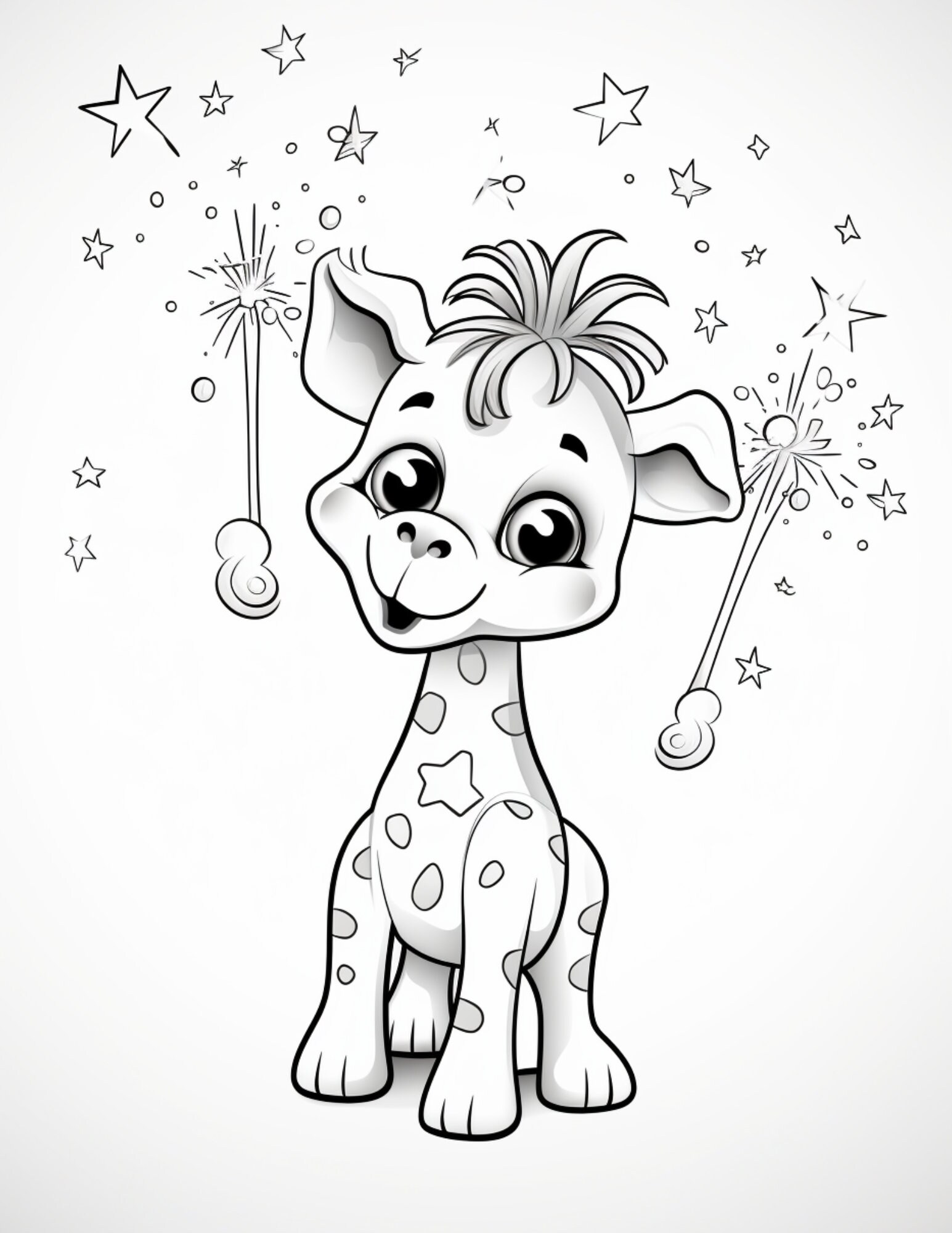196 Kawaii Giraffes Kids Coloring Book Pages Amazon KDP Halloween