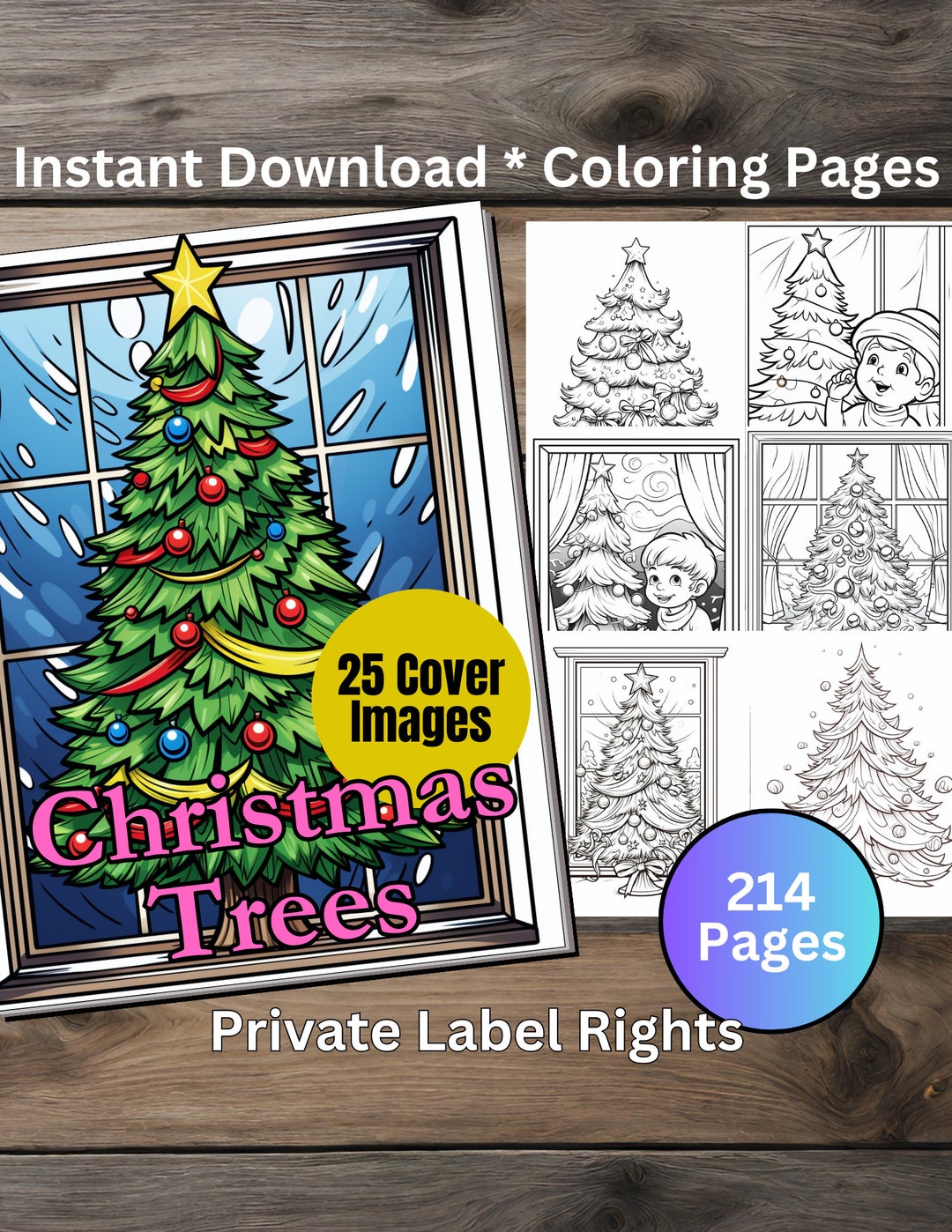 Christmas Trees Aesthetic Coloring Book Pages Plus 25 Cover Images ...