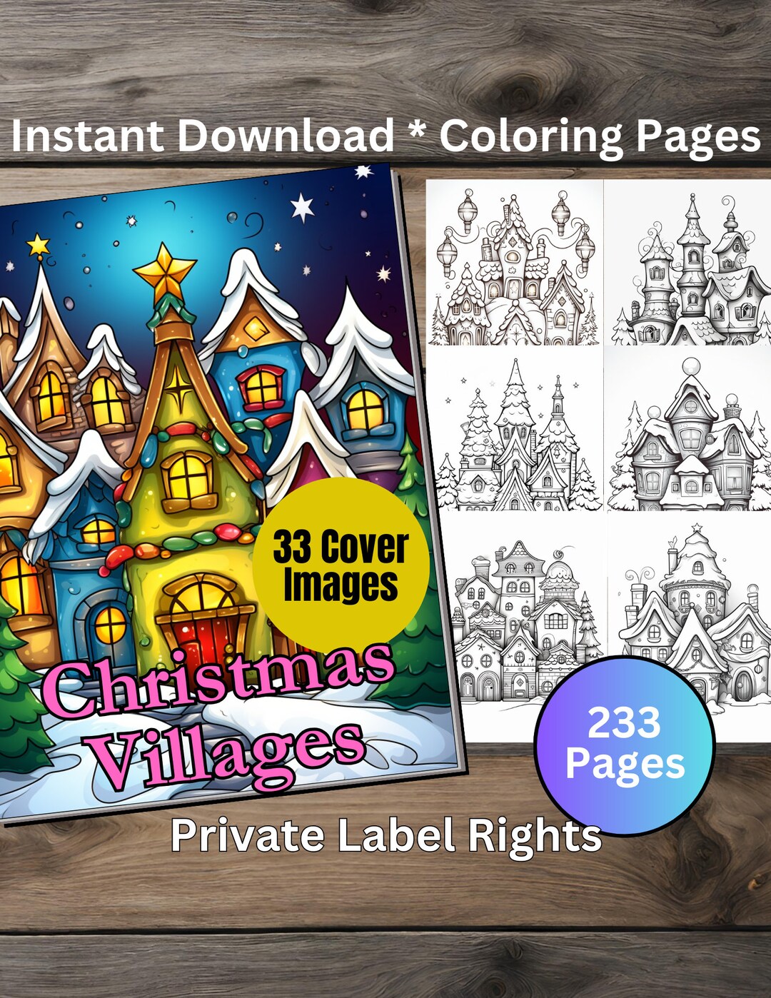 Christmas Villages Aesthetic Coloring Book Pages Plus 37 Cover Images ...