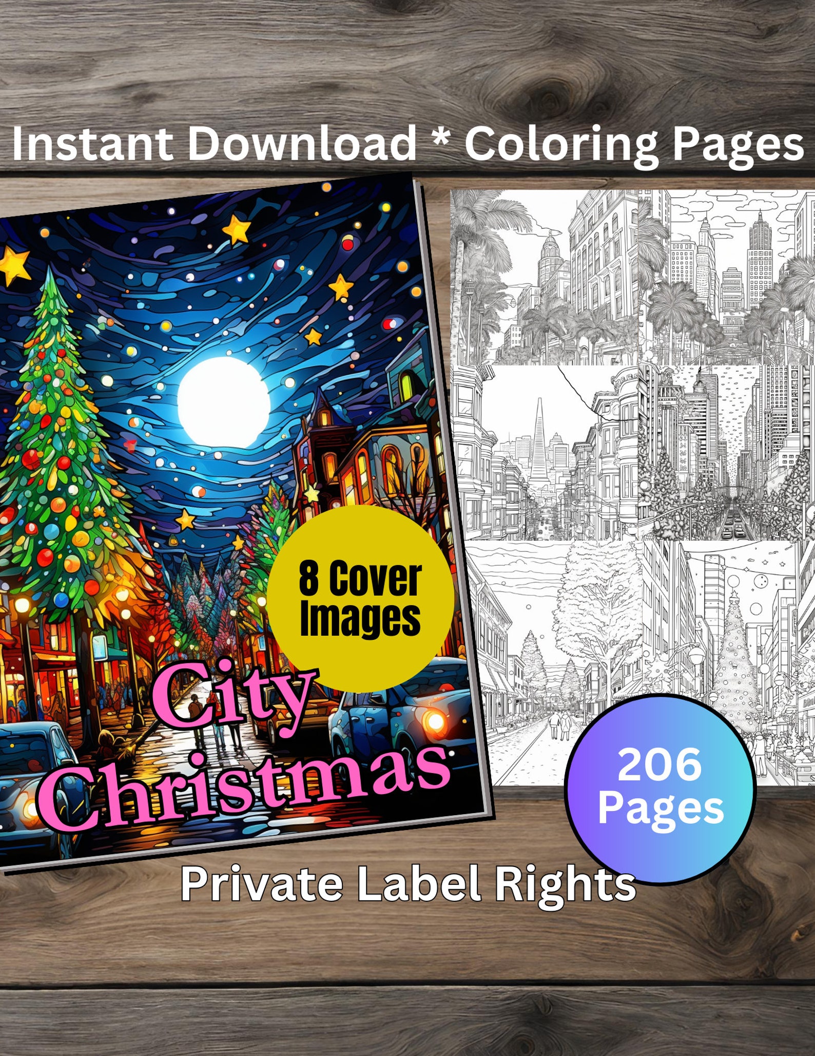 City Christmas Aesthetic Coloring Book Pages Plus 8 Cover - Etsy