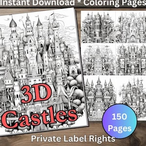 Fantasy Bundle 150 X 3 Coloring Pages PLR. Fairies, Castles, and Baby ...