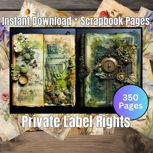 Junk Journal Scrapbook Kit Supplies Journaling Printable Pages Journaling Scrapbooking Ephemera Paper for Junk Journals Pretty Things Green