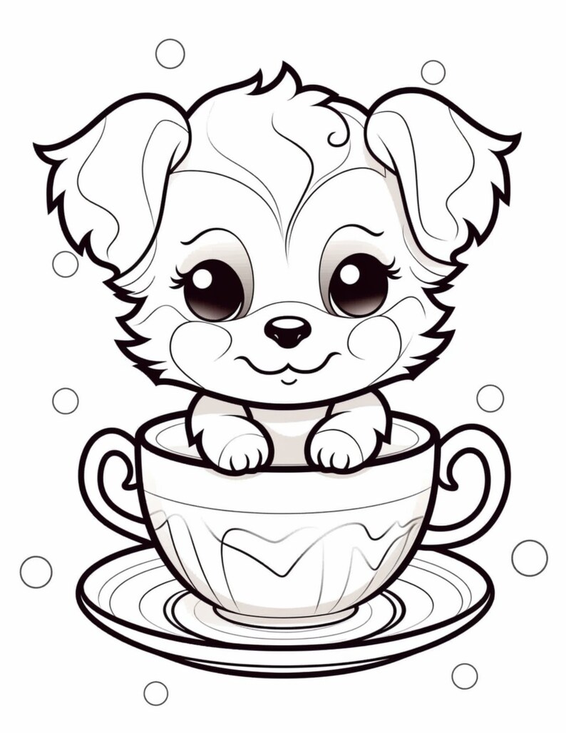 156 Puppies in Teacups Coloring Book Pages Plus 12 Cover Images ...