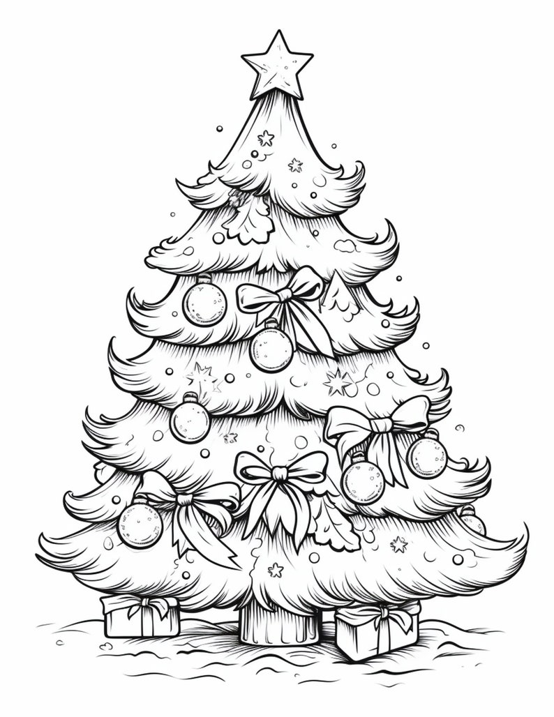 Christmas Trees Aesthetic Coloring Book Pages Plus 25 Cover Images ...