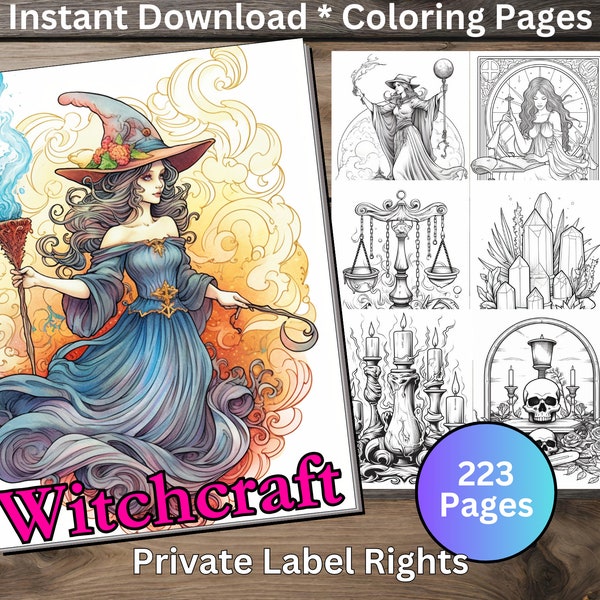 223 Witchcraft Coloring Book Pages Printable Edit in Canva PNG JPG PDF Coloring Book for Adults Print on Your Favorite Paper