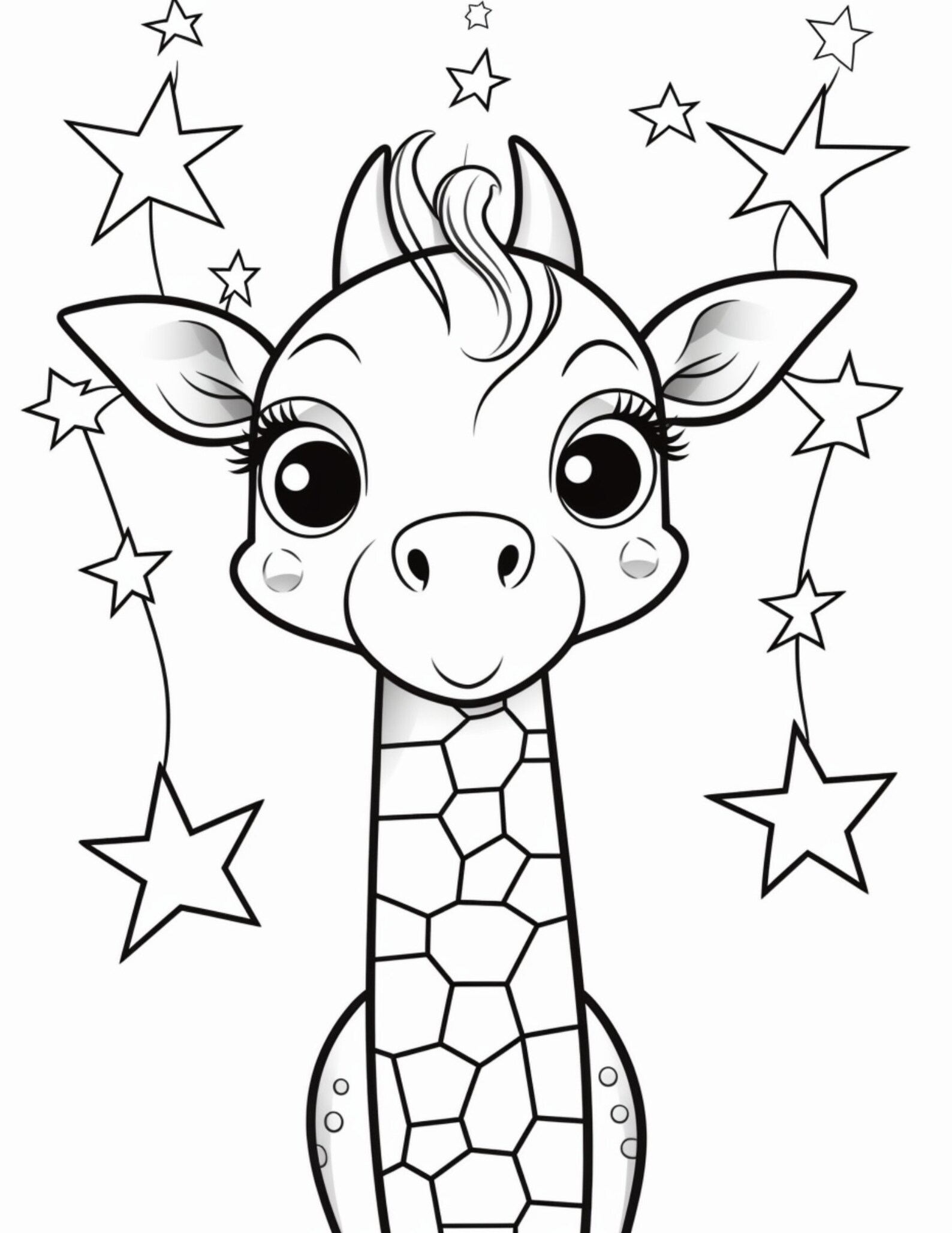 196 Kawaii Giraffes Kids Coloring Book Pages Amazon KDP Halloween