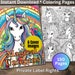 150 Magical Unicorns Coloring Book Pages Plus 6 Cover Images Printable ...