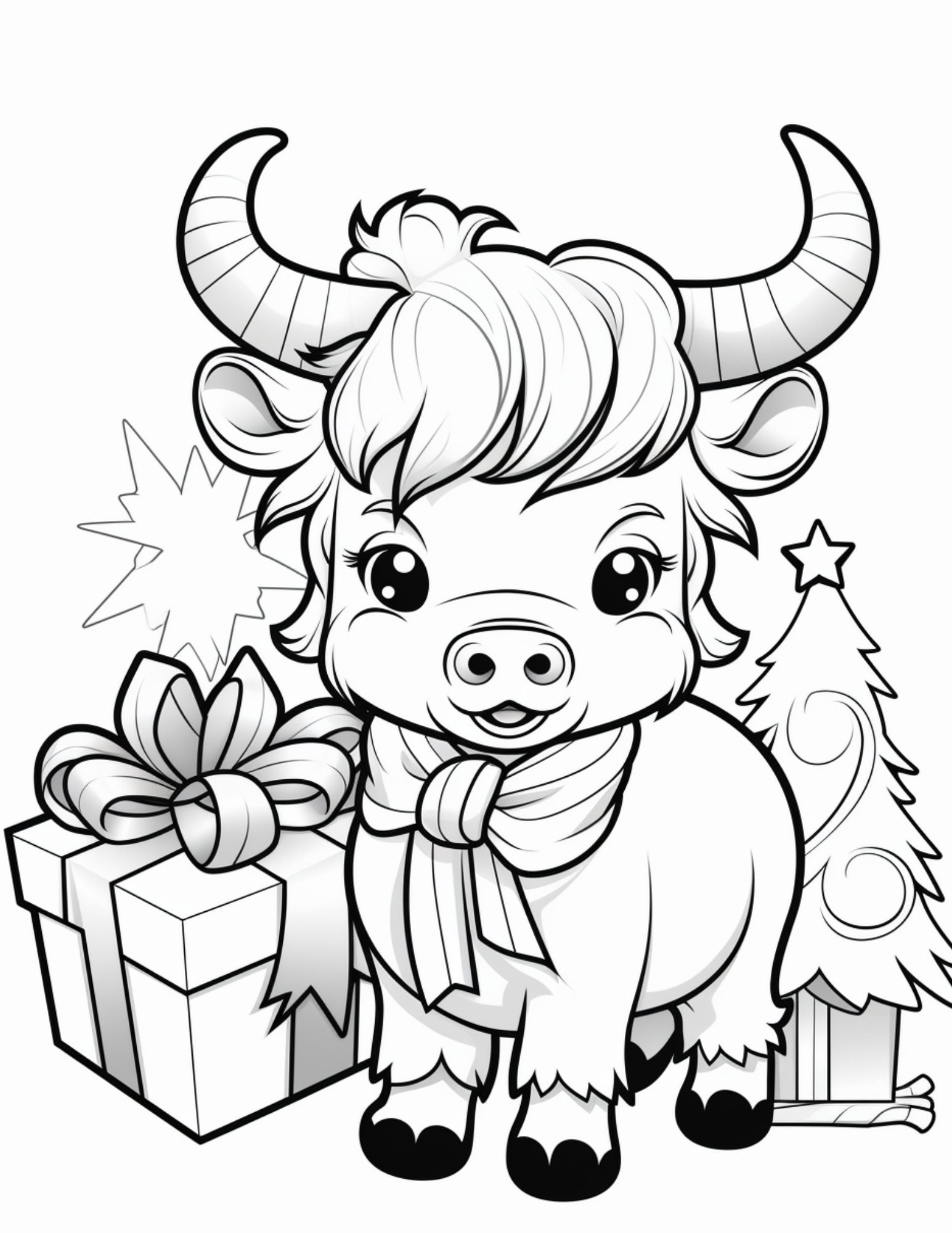 236 Kawaii Highland Cows Kids Coloring Book Pages Amazon KDP Halloween