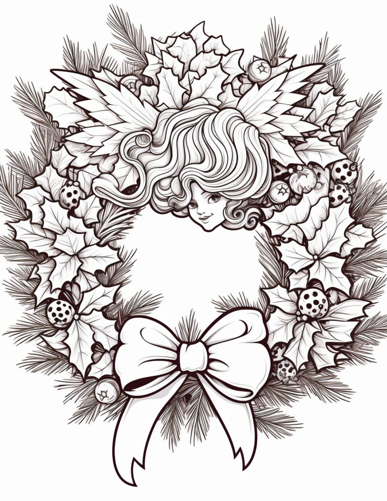 Christmas Wreaths Aesthetic Coloring Book Pages Plus 18 Cover - Etsy