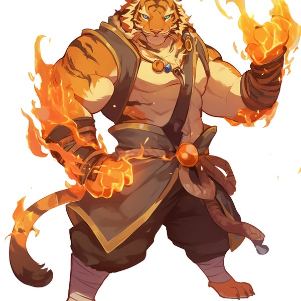 Elemental Fire Tiger: Furry Adoptable - Daily Adoptions - Furry Adopt, Instant Download