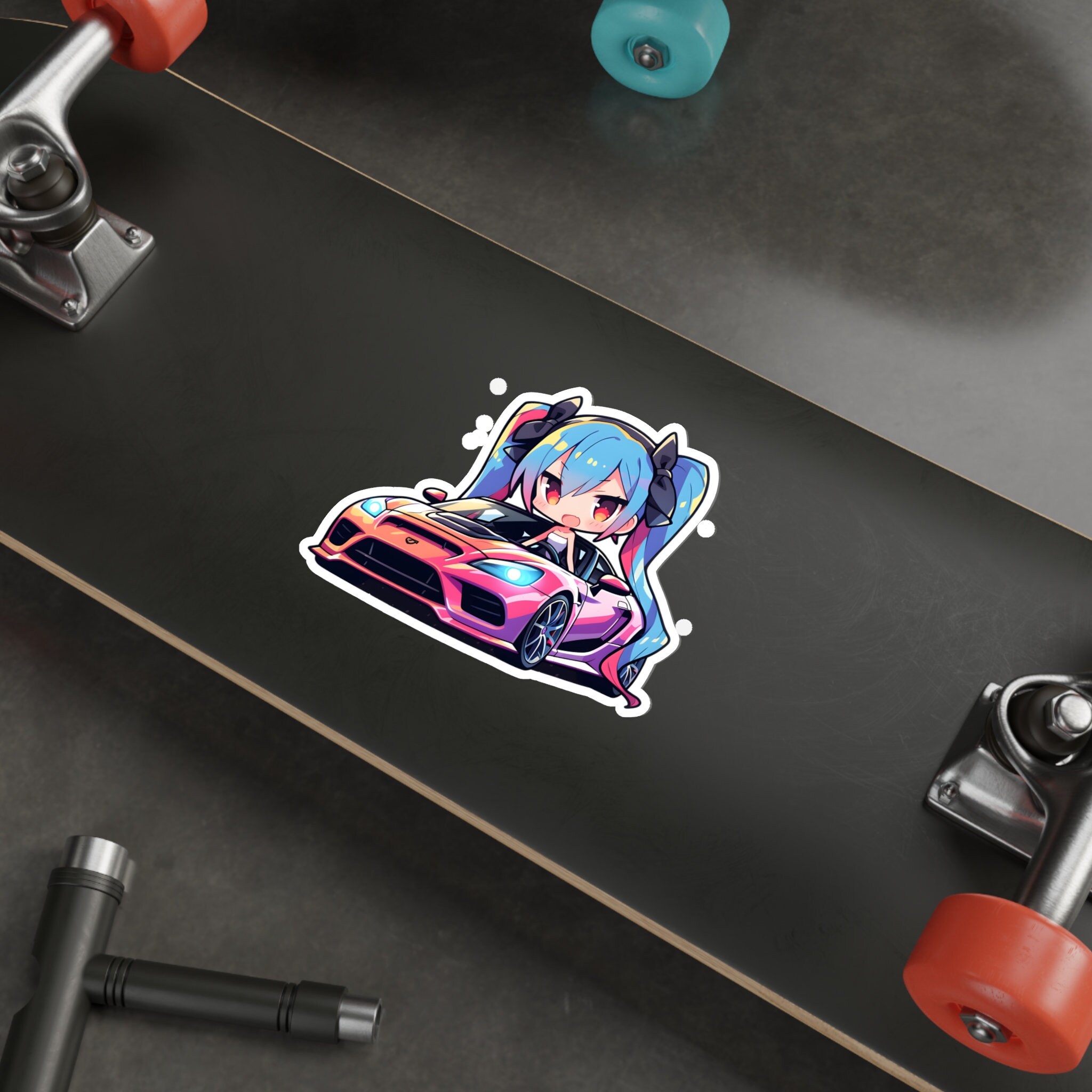 Chibi Sticker Riding Retro Anime Chibi Girl in Sports Die-cut Stickers - Nostalgic Joyride ...