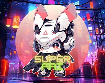 Anime Chibi Space Bunny in Mech Suit Die-Cut Stickers - Cosmic Cuteness