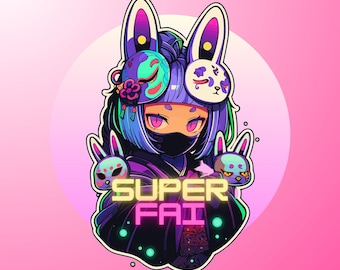Dreamy Japanese Spirit Slayer - Kawaii Chibi Anime Girl Die-Cut Stickers