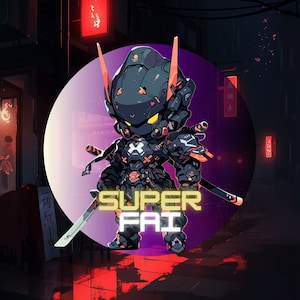 Anime Chibi Space Samurai in Mech Suit Die-Cut Stickers - Galactic Warrior