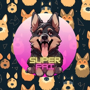 Anime German Shepard Die-Cut Stickers - Tongue Out