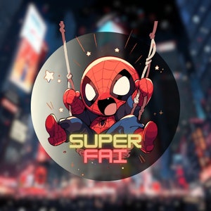 Anime Chibi Spider-Man Swinging Die-Cut Stickers