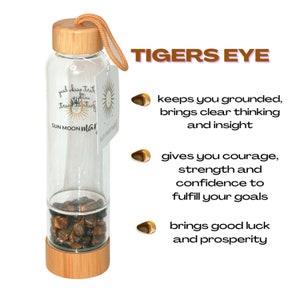 Tigers Eye Crystal-Infused Water Bottle, Positive Energy, Spiritual Wellness, Reiki-Infused Hydration, Crystal Healing, Yoga Accessories